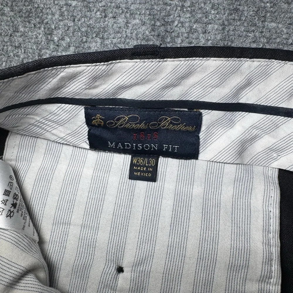 Brooks Brothers 1818 Madison Fit Reda Flexo Merino Wool Dress Pants 36x28 Black